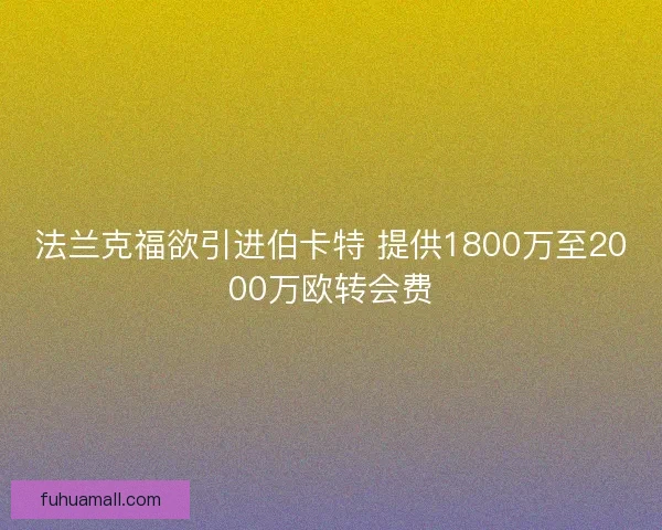 法兰克福欲引进伯卡特 提供1800万至2000万欧转会费