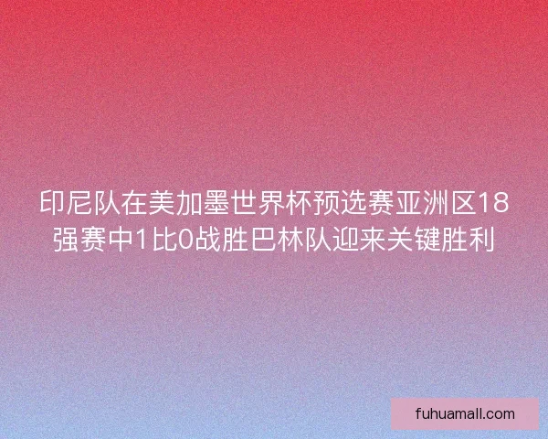 印尼队在美加墨世界杯预选赛亚洲区18强赛中1比0战胜巴林队迎来关键胜利